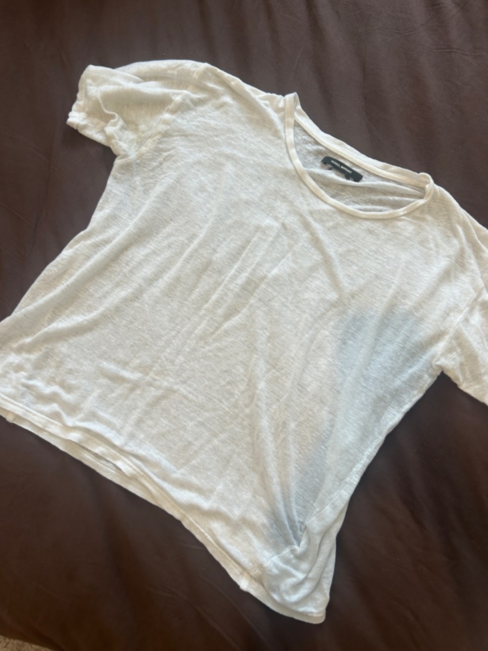 Isabel Marant Soft White Crewneck Linen Tee
